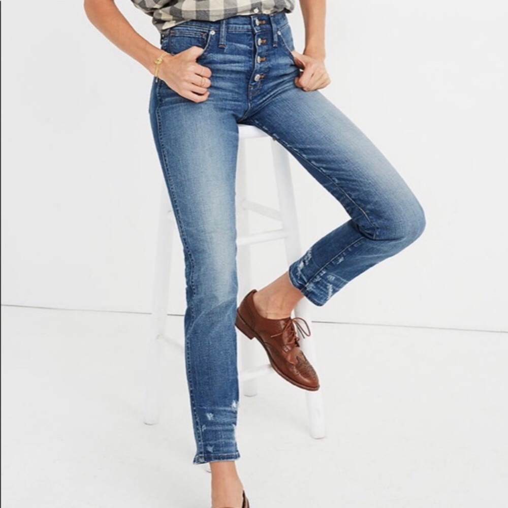 Madewell Slim Straight Distressed Button-front 27